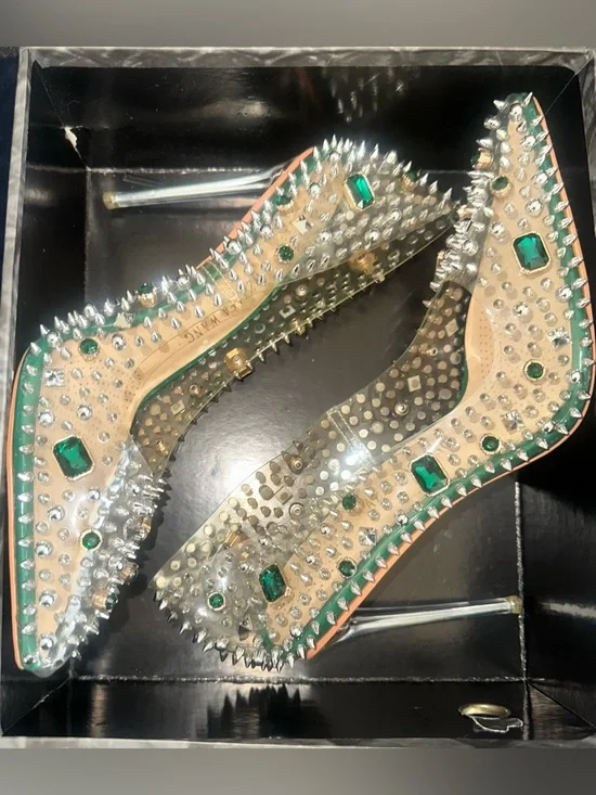 Alexa Wang Clear Pumps with Emerald Crystal and Silver Spikes - Women's - Picture 3 of 4